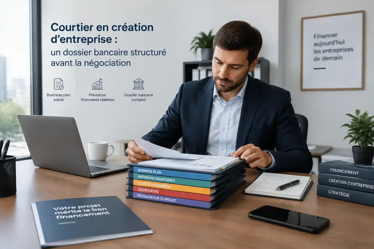 Courtier en création d’entreprise : un dossier bancaire structuré avant la négociation