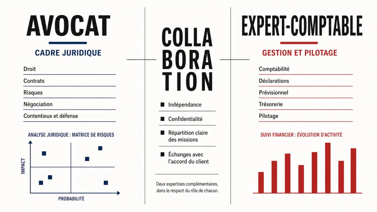 Avocat et expert-comptable : comparaison des missions et organisation de leur collaboration