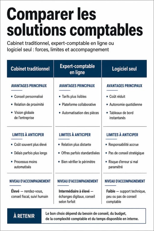 Tarif expert comptable : comparaison entre cabinet traditionnel, expert-comptable en ligne et logiciel seul