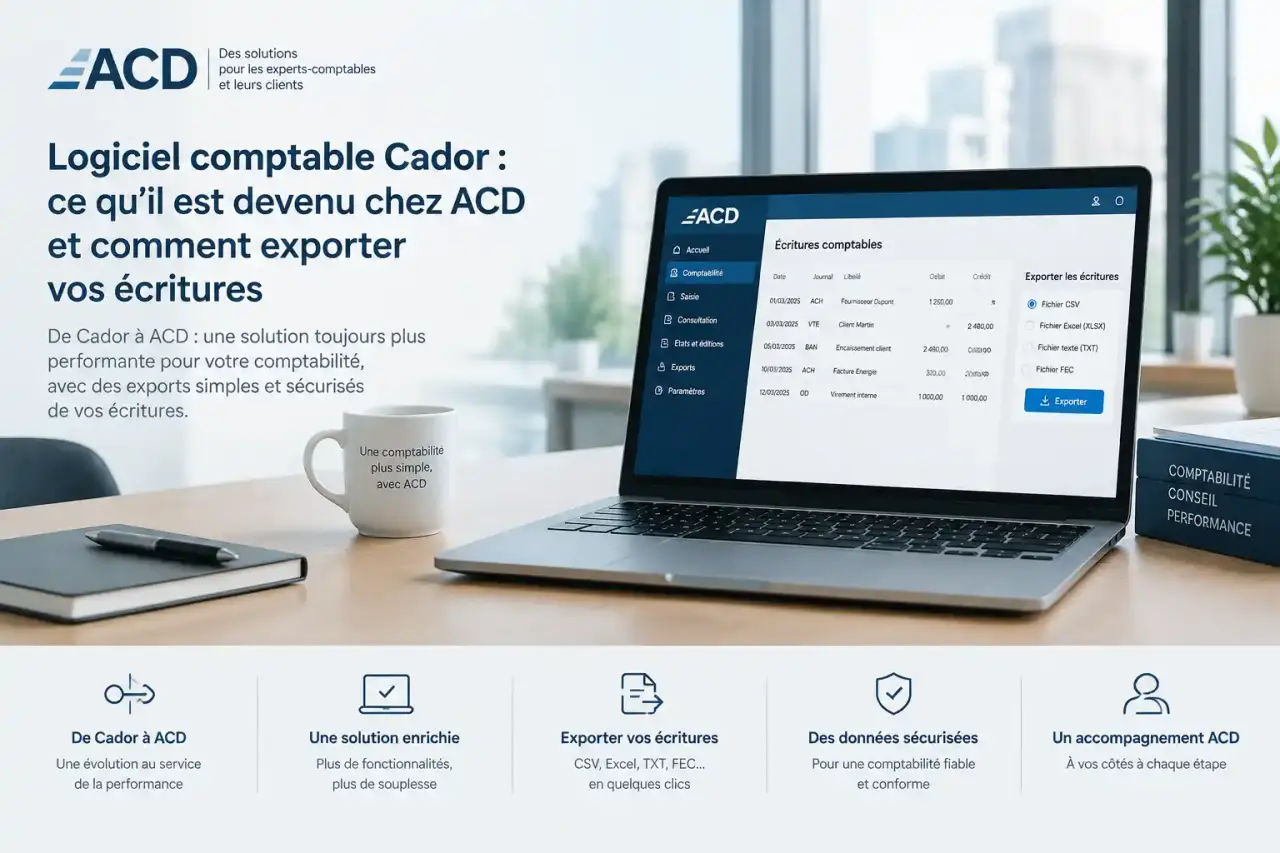 Logiciel comptable Cador : ce qu'il est devenu chez ACD et comment exporter vos écritures